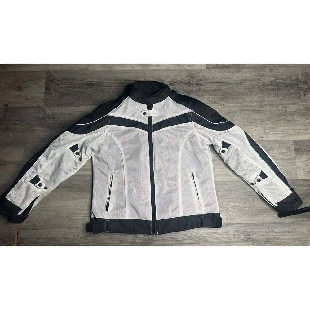 BILT Techno Mesh Women's Motorcycle Jacket White/Black WLG Large W/ Armor